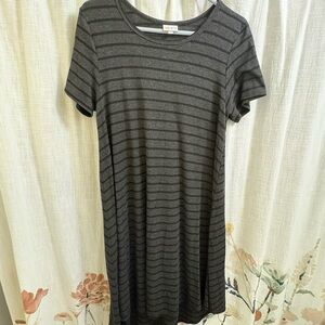LuLaRoe Grey and Black Striped Dress